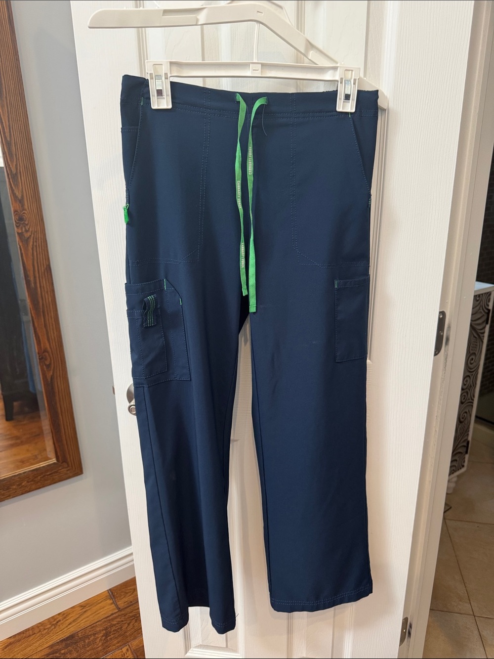 Carhartt Women's Navy Jogger Pants with Green Drawstring